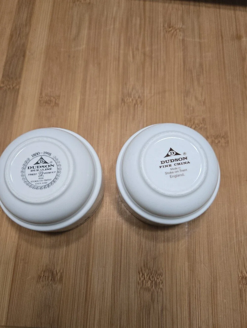 (2) La Madeleine French Cafe stacking custard cups or tea bowls Bon Appetit